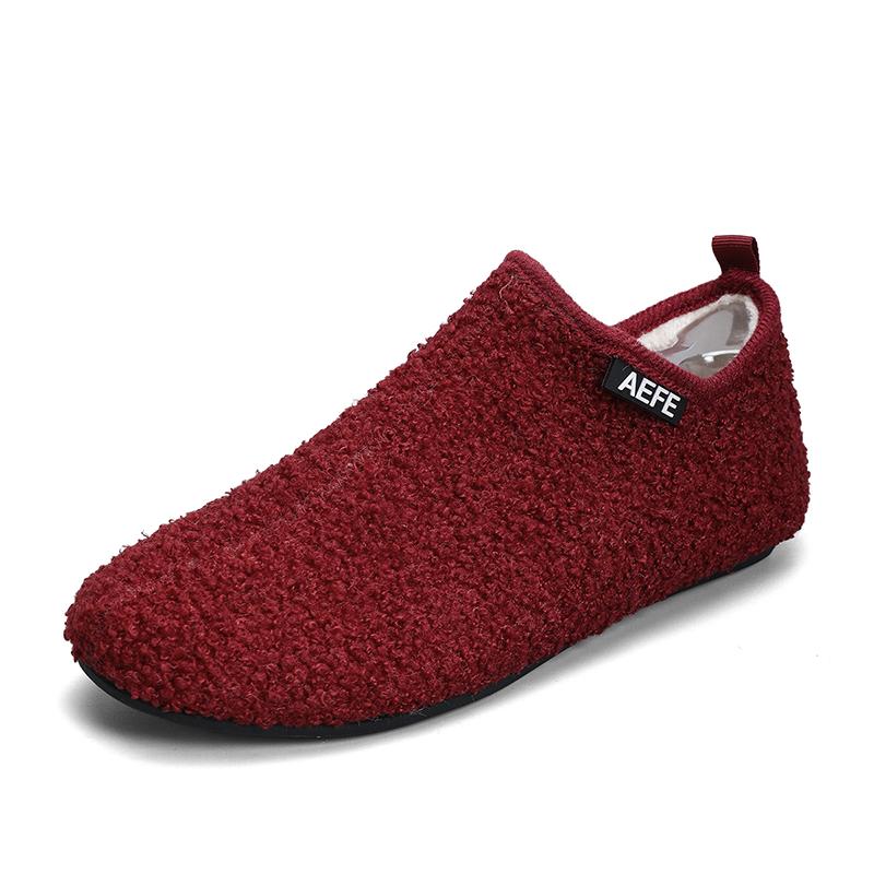 YRZL Winter Cotton Shoes Men Warm Slip on Lightweight Winter Slippers Men Plush Indoor Home Cotton Loafers Men Warm Shoes 39