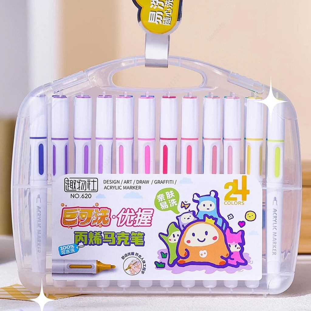 36/12 Colors Washable Acrylic Marker Pens Markers Medium Tip Coloring Markers Set Art Supplies for kids Fabric Rocks,Drawing