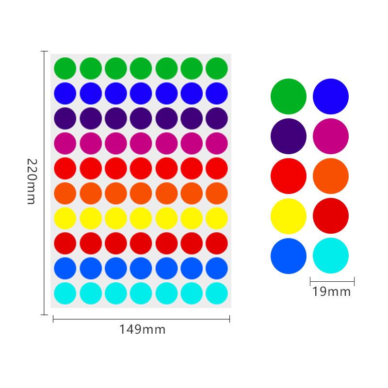 19mm Round Waterproof Self-Adhesive Color Dot Labels for Identification and Classification