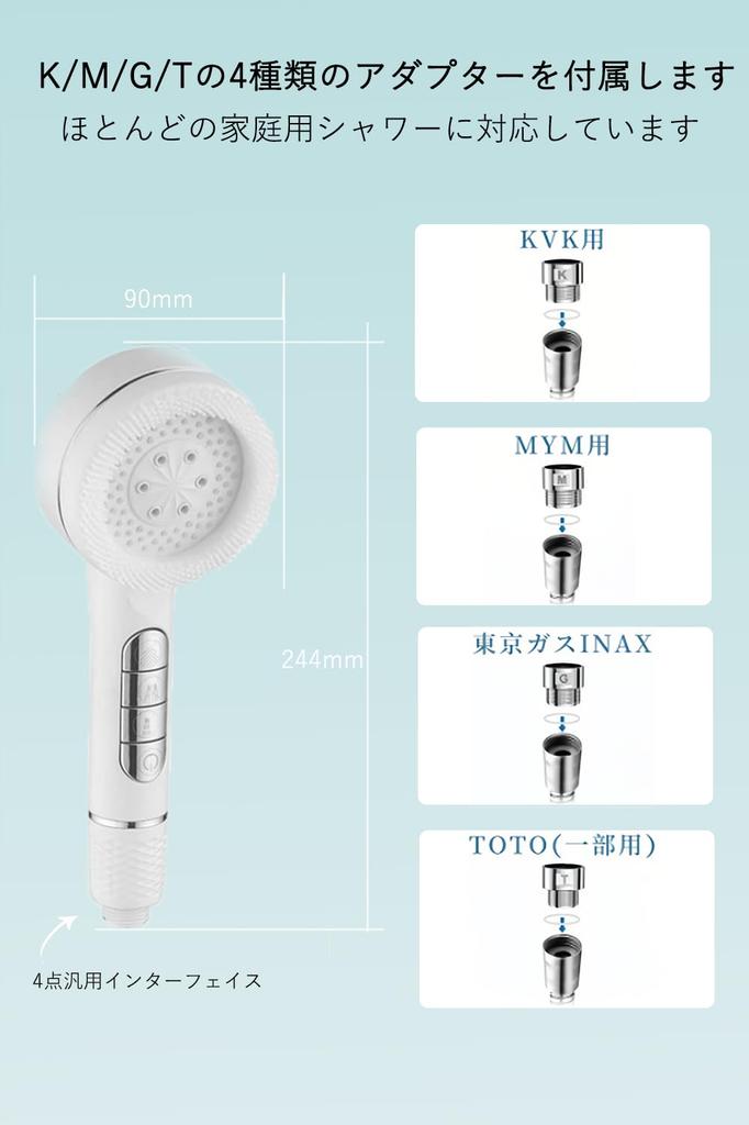 Innodenki Shower Mist Shower Head with Water High Cleaning Purifying Removing Beautifying Gentle on the Water Stop 4 Water Flow Settings Includes 4