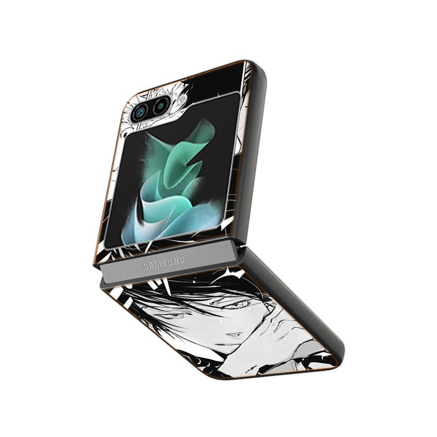 Kamonohashi Ron Phone Case For Samsung Z Flip 7 6 5G Galaxy Z Flip4 Z Flip5 Z Flip3 Coque Black Hard PC Shell Protective Cover
