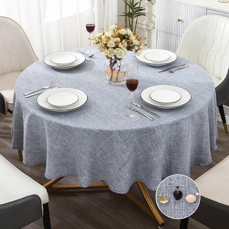 Waterproof and Dustproof Round Table Cloth Home Atmosphere Folding and Edging Dining Table Hotel Fashionable and Simple Style