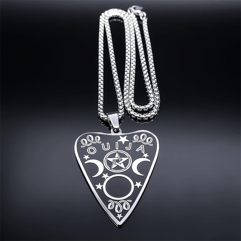 Witch Divination Ouija Board Necklace Stainless Steel Magic Planchette Triple Moon Goddess Necklaces Gothic Gift Jewelry colar