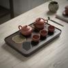 Rectangular Tea Serving Plate Japanese Style Water Storage Tea Tray Bamboo Drain Tea Tray  Office