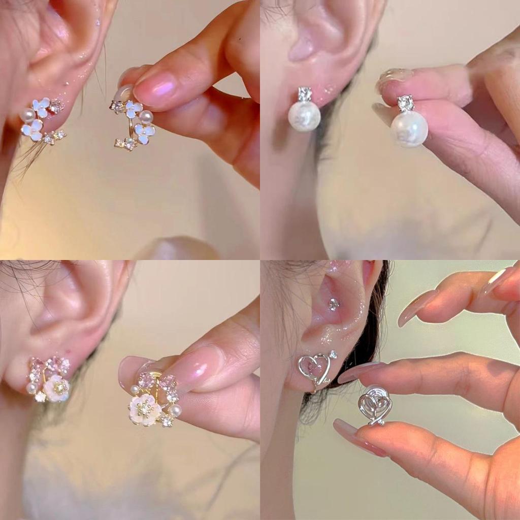 Kamelie Mückenspirale Halter Perlenblume Retro Ohrclips Ohrringe - Kein Piercing erforderlich