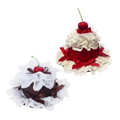 Lovely Cake Shape Hair Clip Decorative Lace Trim Top Hat Hair Barrette For School Event Girl Anime Styling Accessory