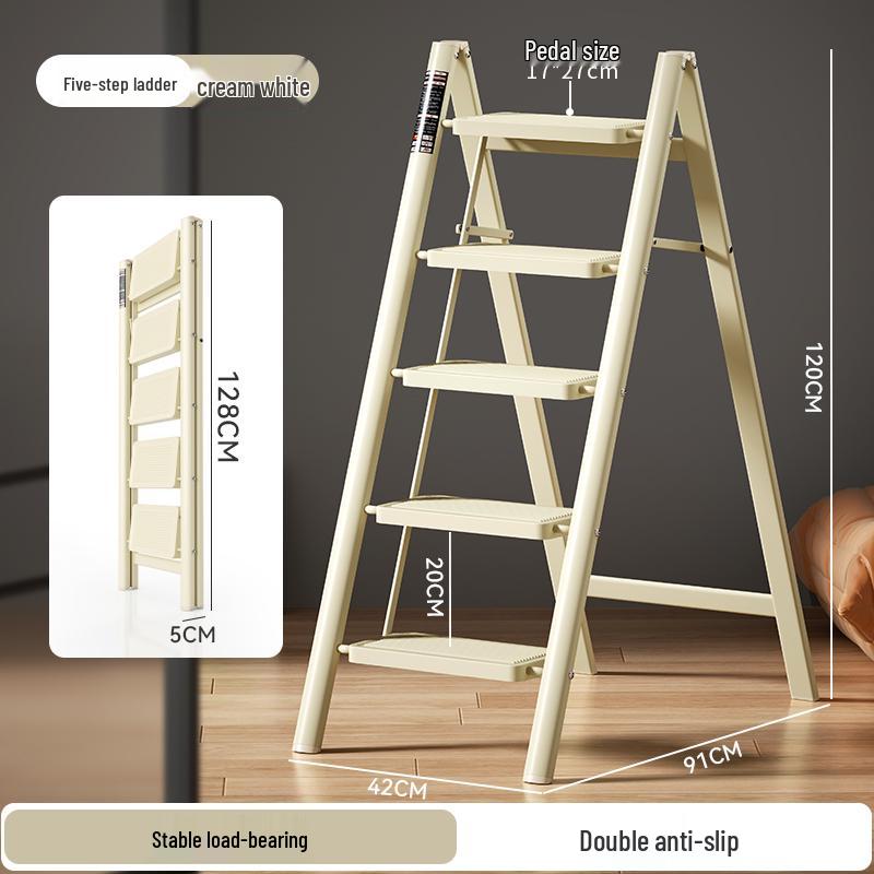 Telescopic Folding A-Frame Household Ladder - Indoor Multifunctional Thickened Ladder with 3 or 4 Steps
