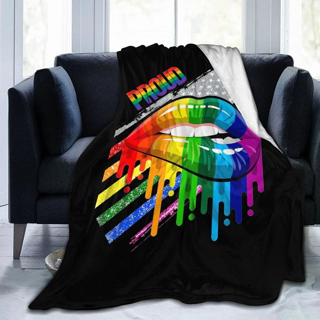 Kuscheldecken LGBT Gay Pride Lesbisch Regenbogen Flanelldecke für Couch Sofa Decken Große Bettwäsche Geschenke für Weihnachten Neujahr