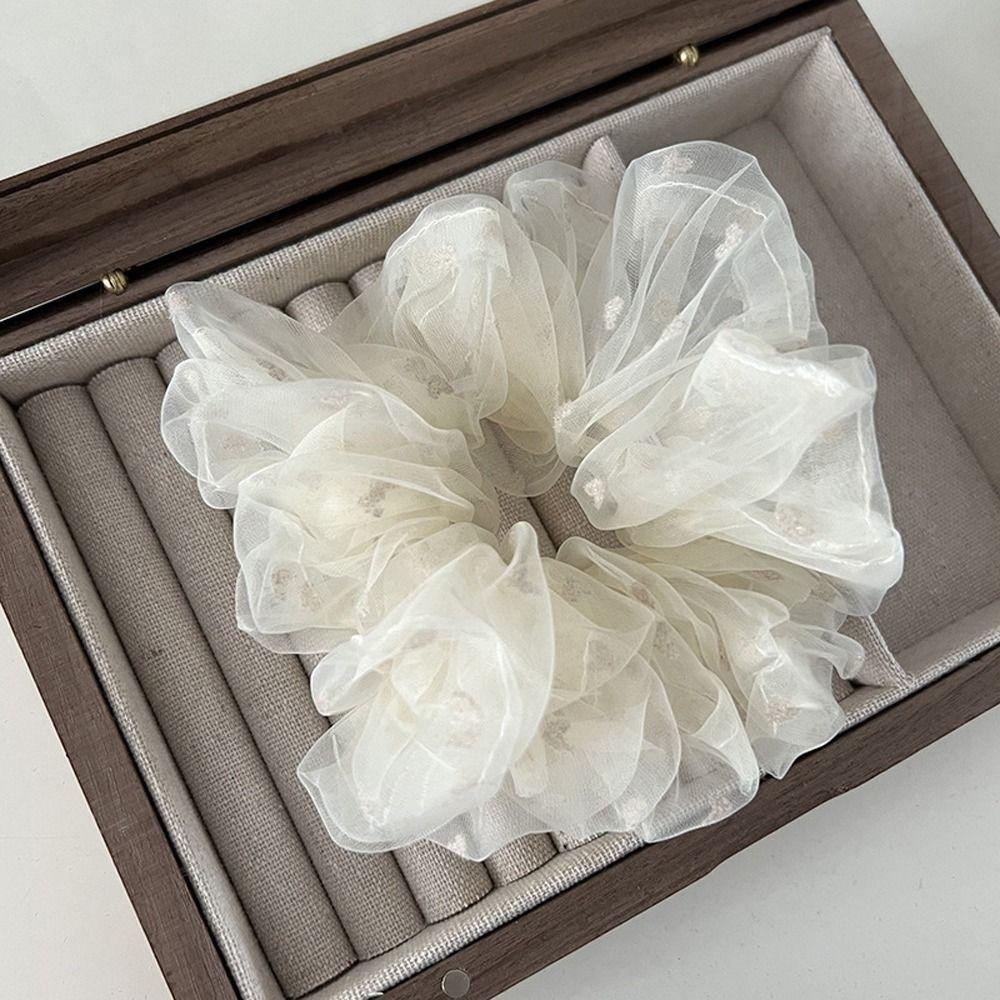 Hair Rings New Headwear Girls Headdress Organza Heart Scrunchies High Horsetail Hair Rope Hair Rubber Bands Women Hair Bands