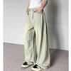Women's Summer Retro Hong Kong Style Light Wash Wide Leg High Waist Denim Trousers
