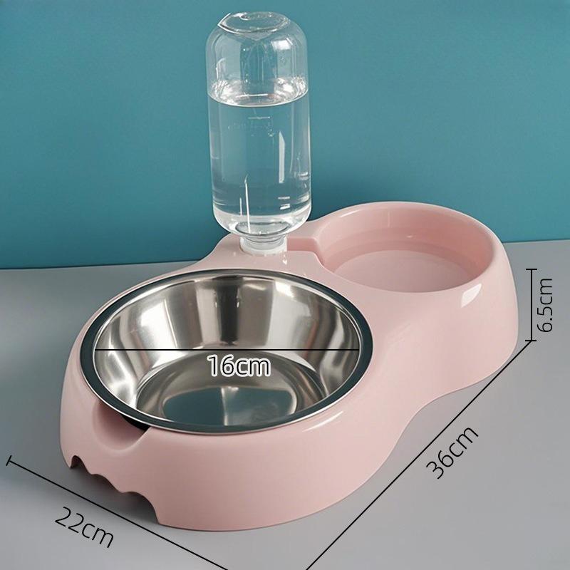 Futternapf, Automatischer Wasserspender für Katzen, Futterautomat, Integrierter Doppelnapf aus Edelstahl, Hundenapf, Futternapf