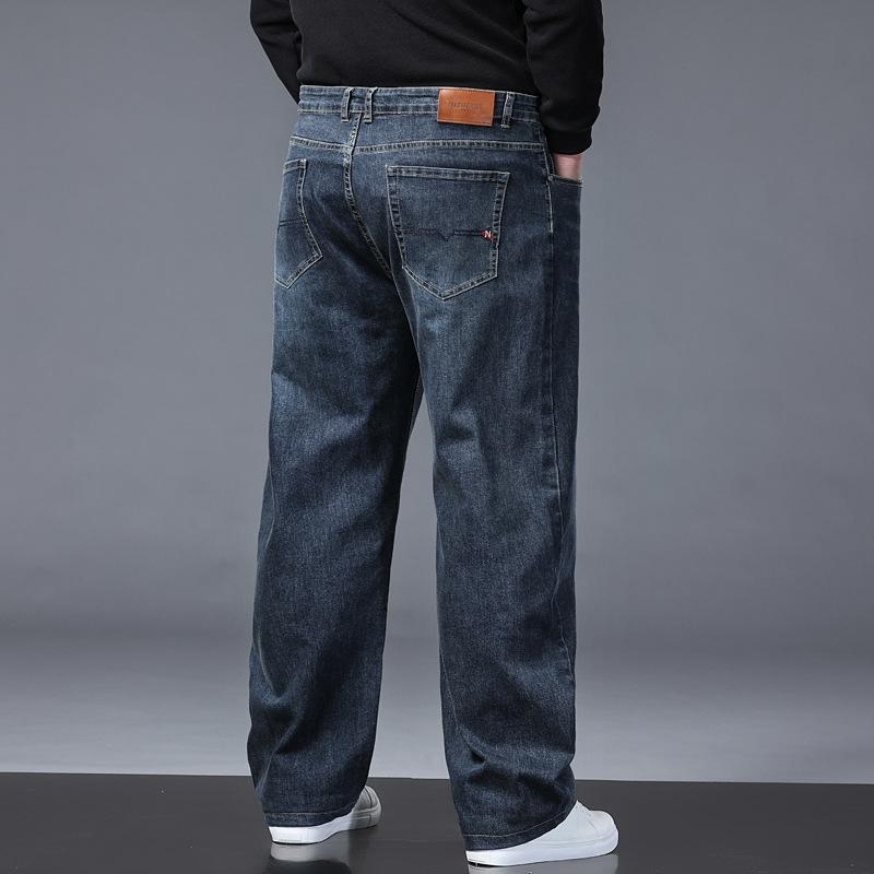 Straight-leg Oversized Jeans for Men Autumn Loose-fit Wide-leg Trousers Versatile Men's Middle-aged Business Casual Trousers