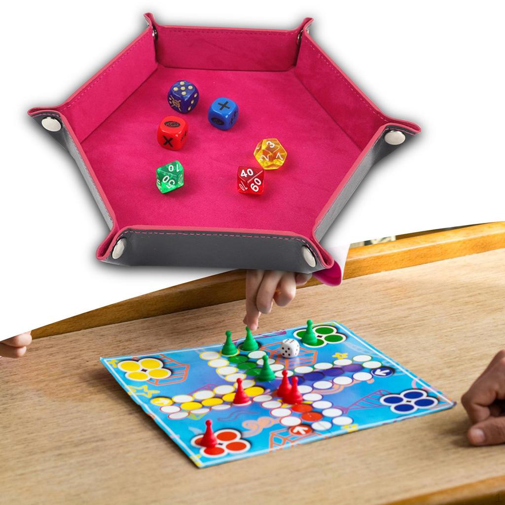 Brettspiel Aufbewahrungsschale Sechseck Würfelbecher Bürobedarf PU-Leder Faltbar
