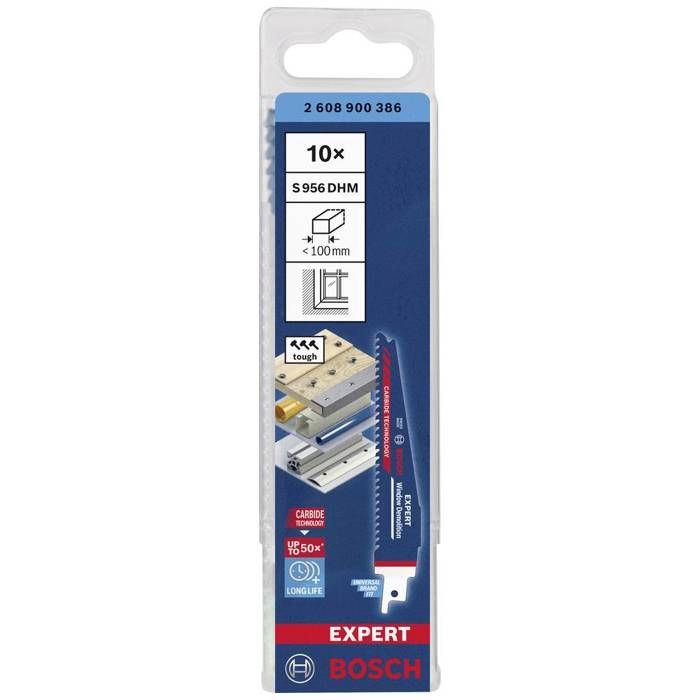 Bosch Accessories 2608900386 LAME De Scie Sabre DHM EXPERT « Window Demolition » S 956, 10 Pièces Longueur Lame De Scie