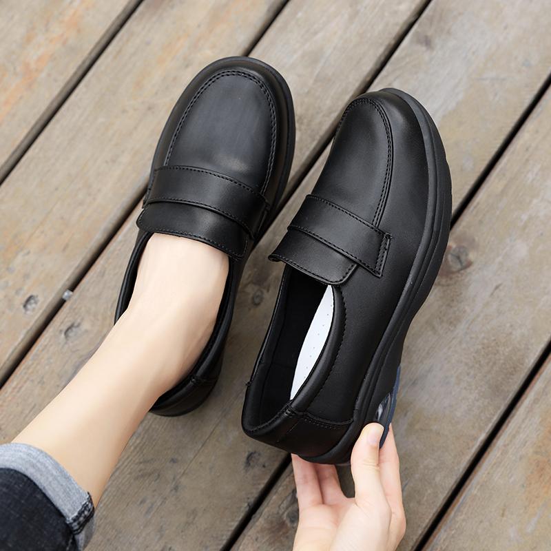 Spring and Autumn Thick Soled Small Leather Shoes Women's Casual Sports Shoes Breathable Non-slip Working Women's Shoes