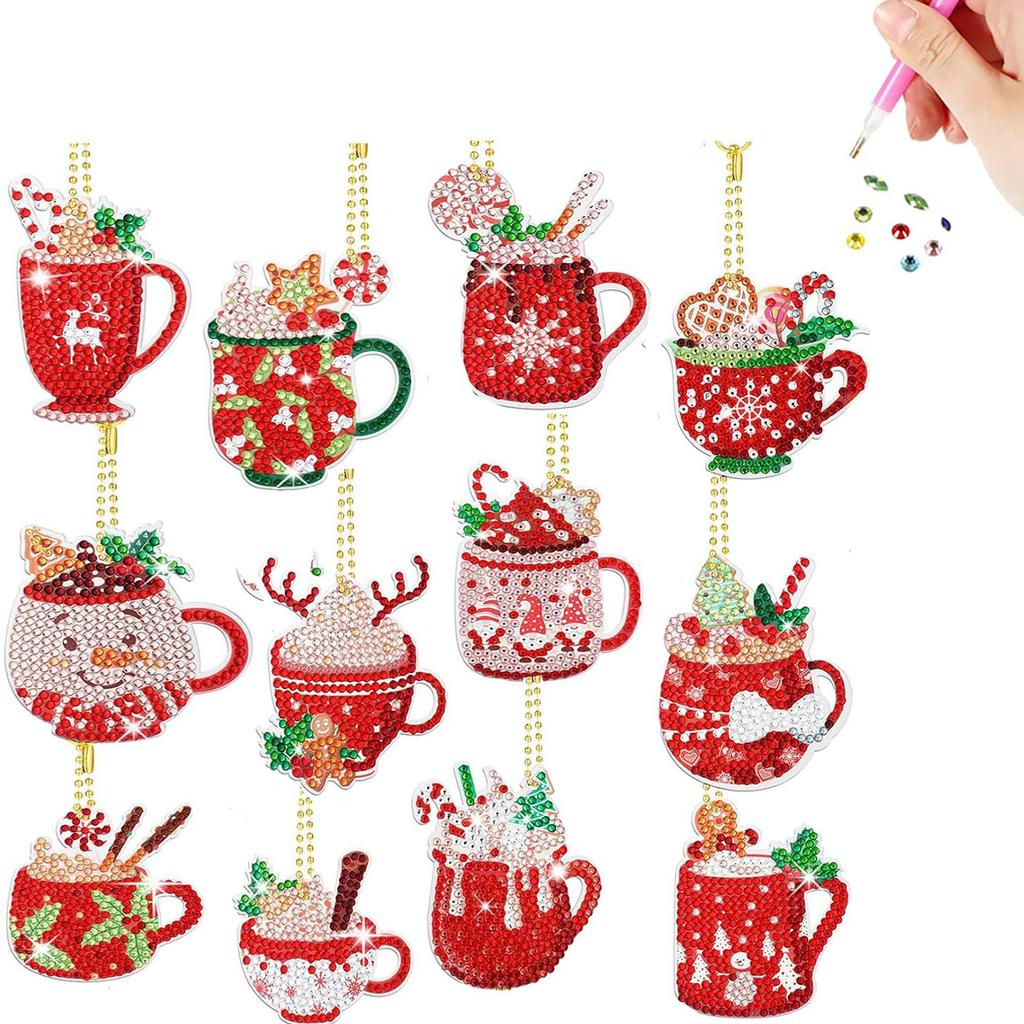 2D Flat DIY Diamond Painting Keychain Diamond Art Kits Diamond Art Keychains Small Crystal Painting Keyrings Gift for Friends