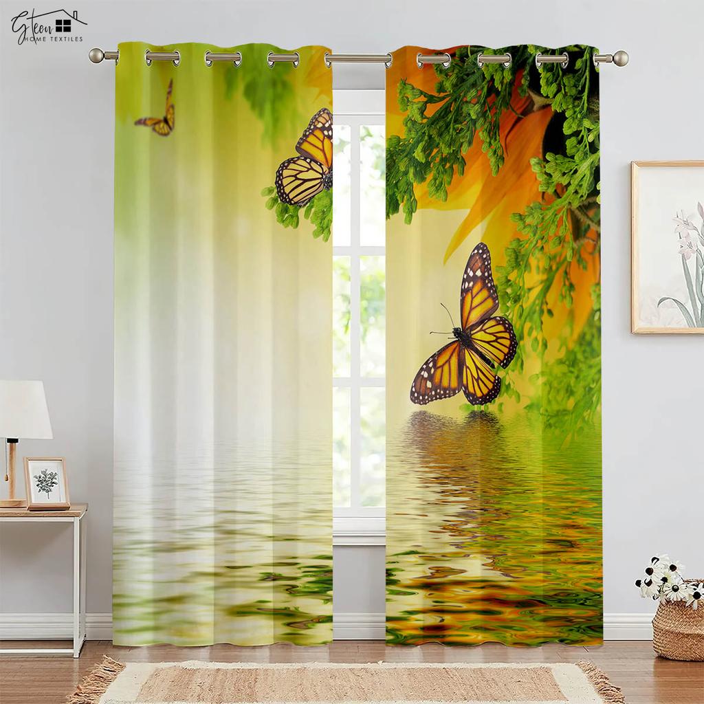 Flower 3D Printed Curtains Chinese Style Beautiful Plum Blossom Peach Blossom Violet Rose Bedroom Living Room Rod Pocket Curtain