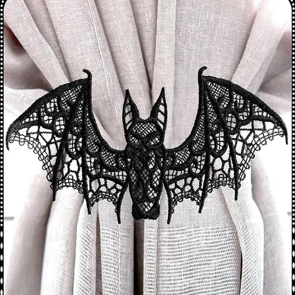 2pc Lace Halloween Bat Ghost Festival Decoration Black Halloween Decoration Accessory for Diy Clothing