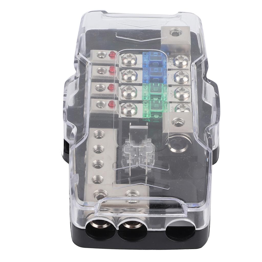 Fuse Box Car Audio Stereo MultiFunctional 4 Way Distribution Holder with LED for SUV ATV UTV