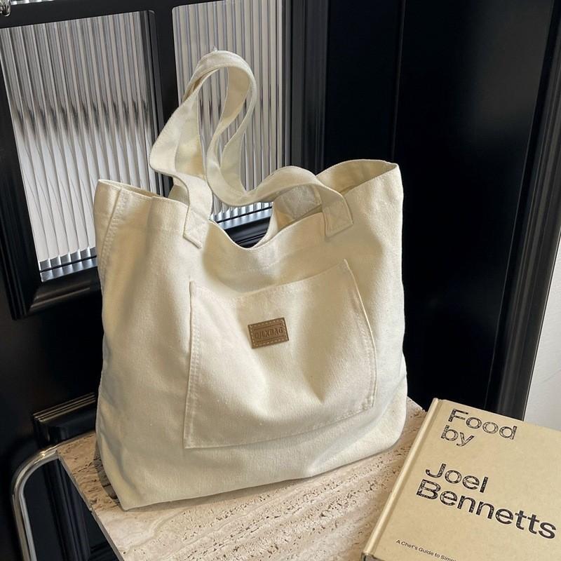 Stylish Unisex Retro Canvas Tote Bag Large Capacity Chic Shoulder Bag For School Or Commute