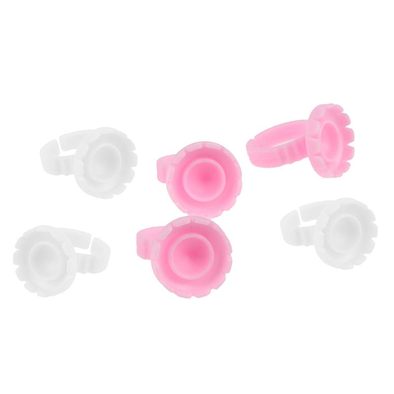 100Pcs Disposable Eyelash Extension Rings Lash Glue Fan Cup Finger Holder Fans