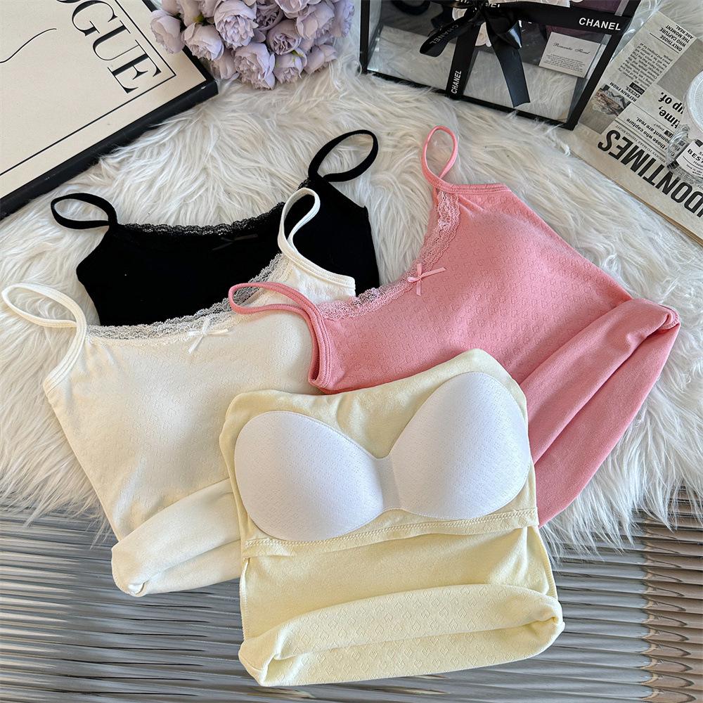 BrandyBM White Pure Desire Heart Embroidery Lace Slim Fit French Camisole