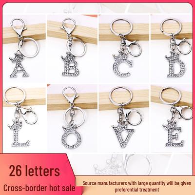 Women's Rhinestone Diamond 26-Letter Keychain: European, American, Korean Style Fashion Bag Pendant