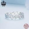 Versatile Everly Sterling Silver Leaf Ring with Rhodium Plated Zircon Band