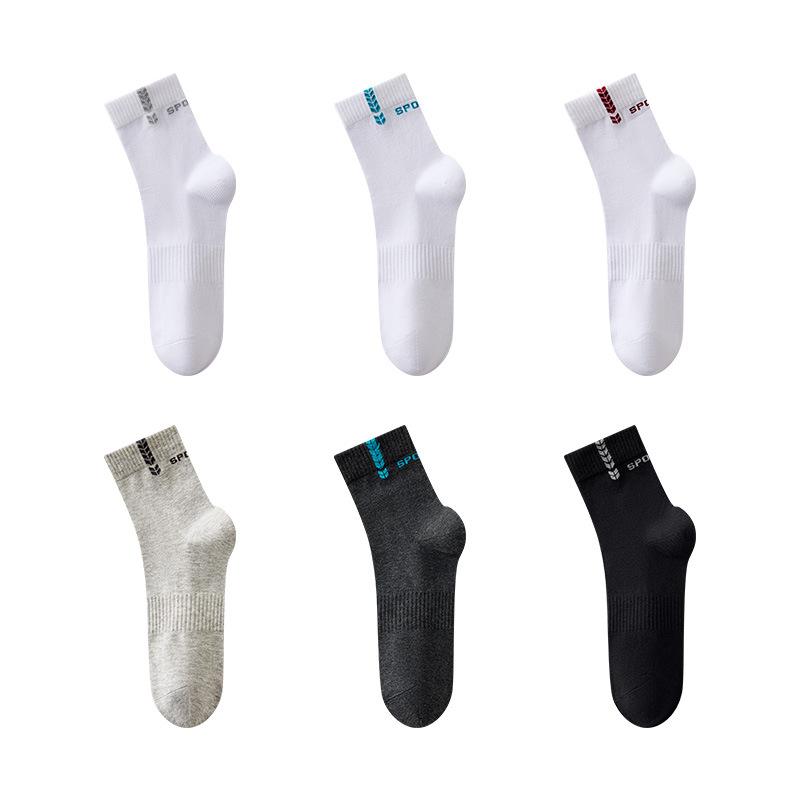 Male Autumn Pure Cotton Antibacterial Deodorant Anti Pilling Boneless Sports Tube Socks