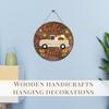 Wooden Round Hanging Sign with Truck and Pumpkin Design for Fall Seasonal Decoration Rustic Autumn Craft Ornament
