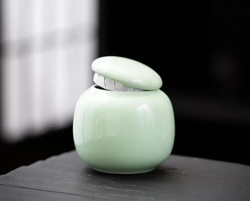 

Blue Airtight 30g Matcha Caddy Porcelain Mini Tea Empty Storage canister Matcha Powder Tea Can Sugar Caddy China Jar Decoration