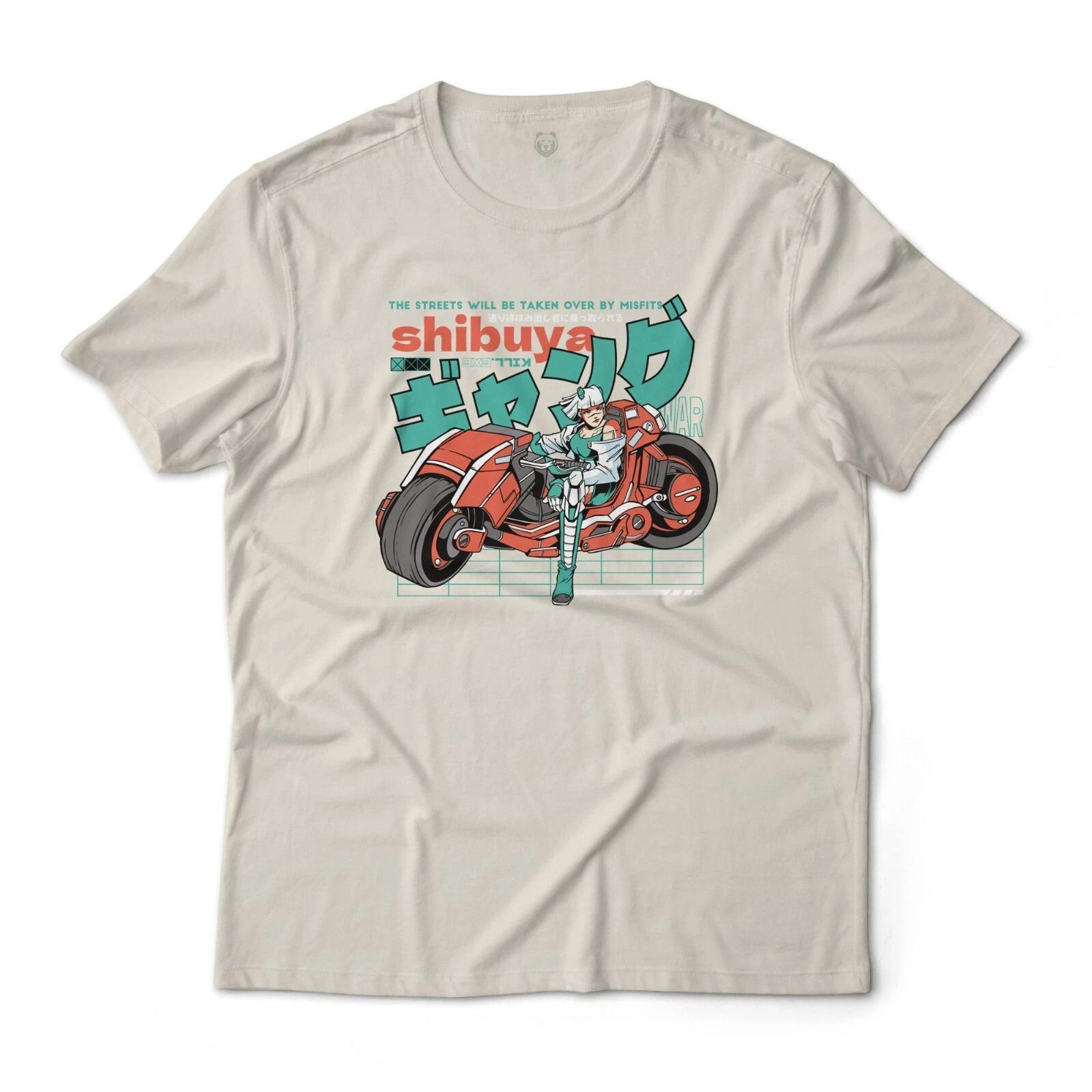 Shibuya Cyberpunk Biker Girl Aesthetic Graphic T-T-Shirt Lightweight Cotton Tee S