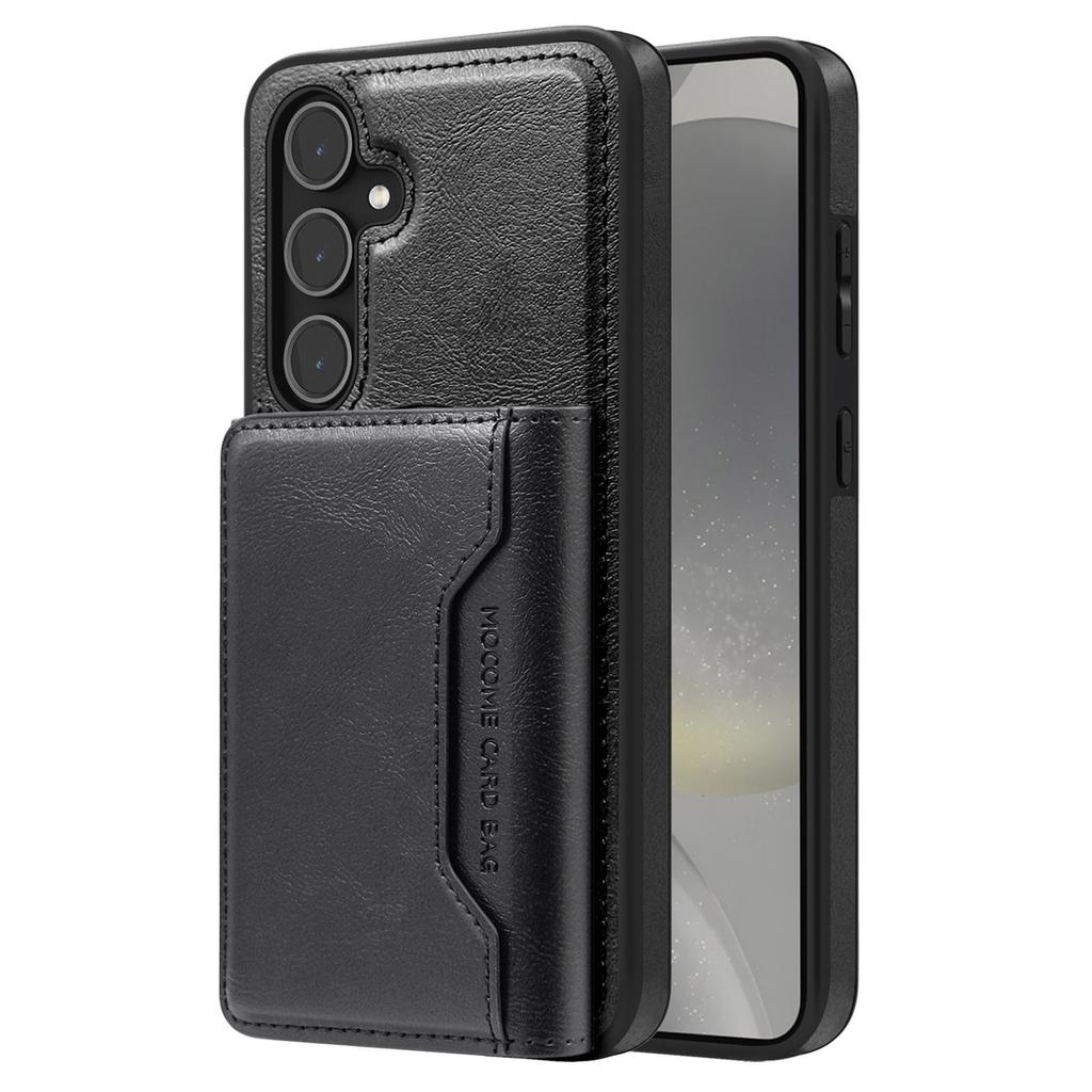 For Samsung Galaxy S25 Case Compatible with MagSafe Leather Back Phone Cover with Detachable Card Bag