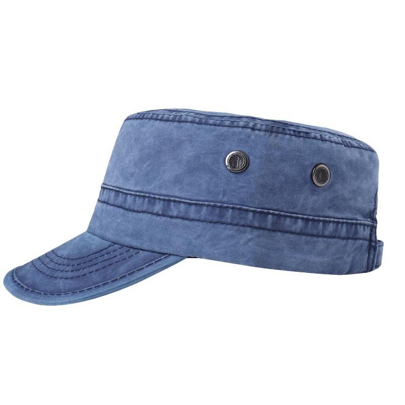 Hut Sonnenschutzkappe Herren Sommer Schirmmütze Kappe Flat Top Militärkappe gewaschen alt Deep Top Baseballkappe