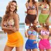 Damen S Geteilter Bedruckter Netzstoff Rock Badeanzug Bikini