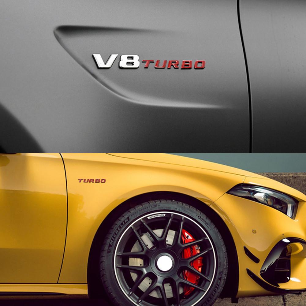 Turbo Emblem Car Sticker 3D Metal Turbo Badge Decals for Mercedes Benz C63 E300L Fender Side Car Styling Refitting Sticker QR7