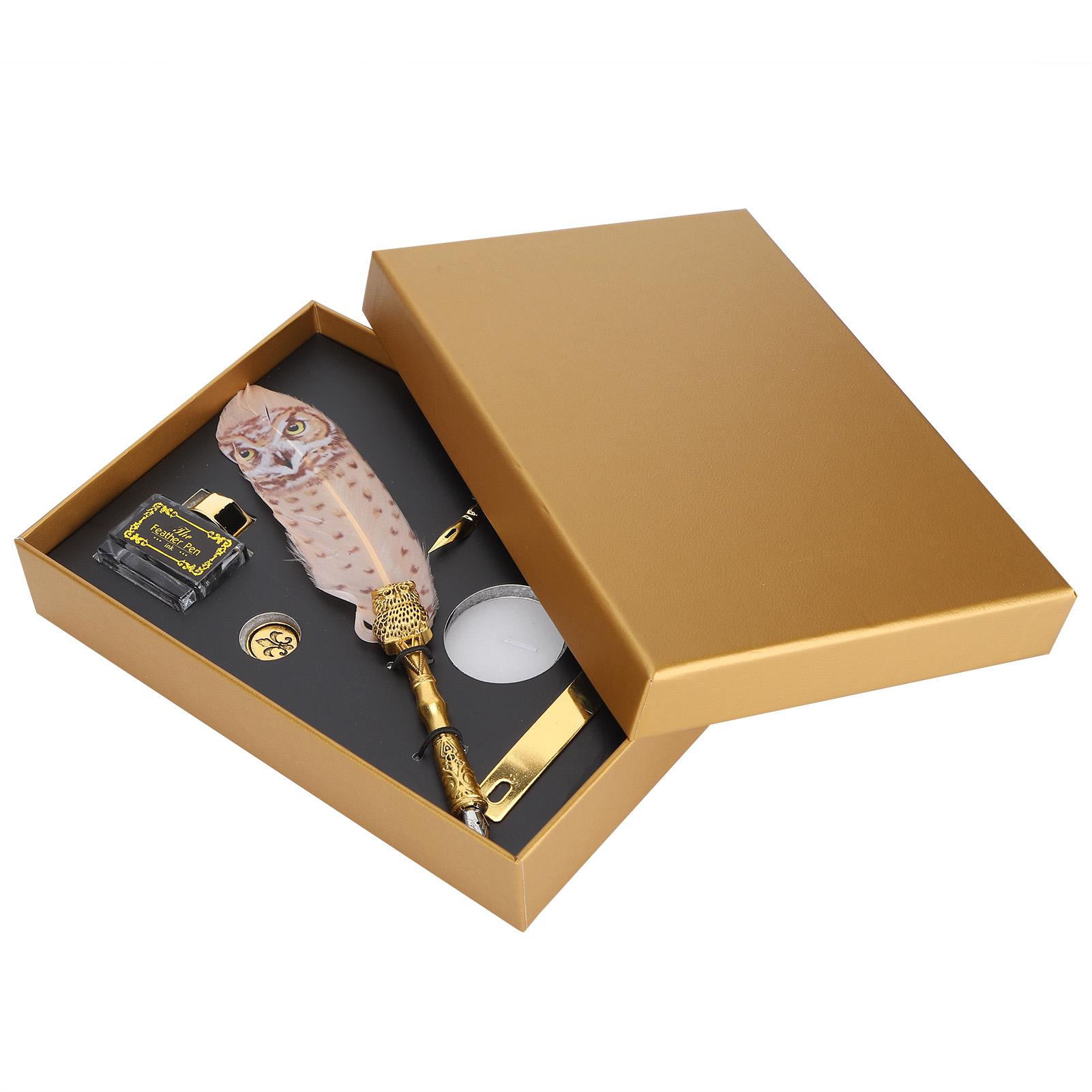 

Набор каллиграфических ручек Dip, ручка в виде совы, лакированный штамп, винтажные письменные принадлежности с подарочной коробкой, свет