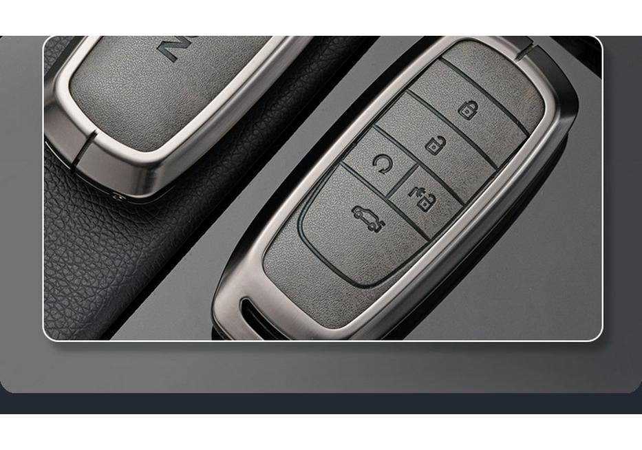Compatible Key Case for Trumpchi GS4, GS3, GS5, GA6, GA3, GA4 - Metal Leather Car Accessories