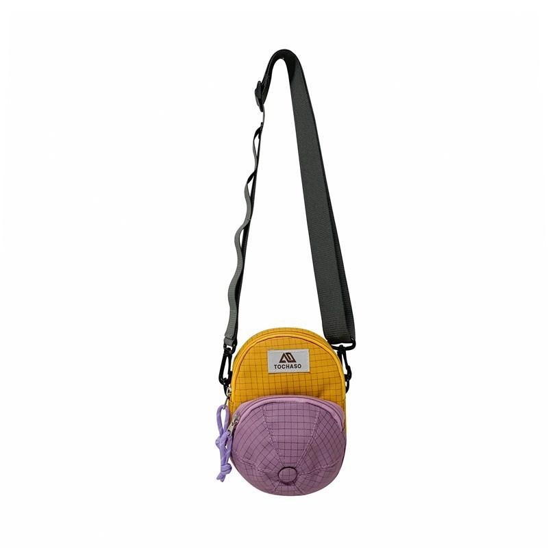 Checkered Color Double Children Shoulder Bag Outdoor Travel Casual Bag Crossbody