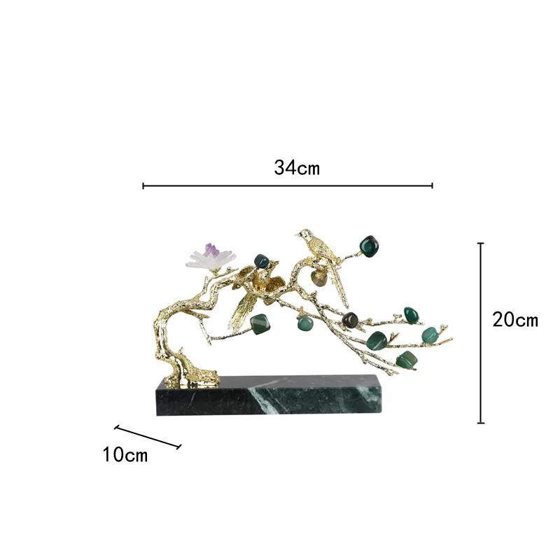 Amethyst Tree Golden Tree Metal Handicraft Crystal Sculpture Handmade Crystal Statue Metal Decorative Figurines Home Decoration