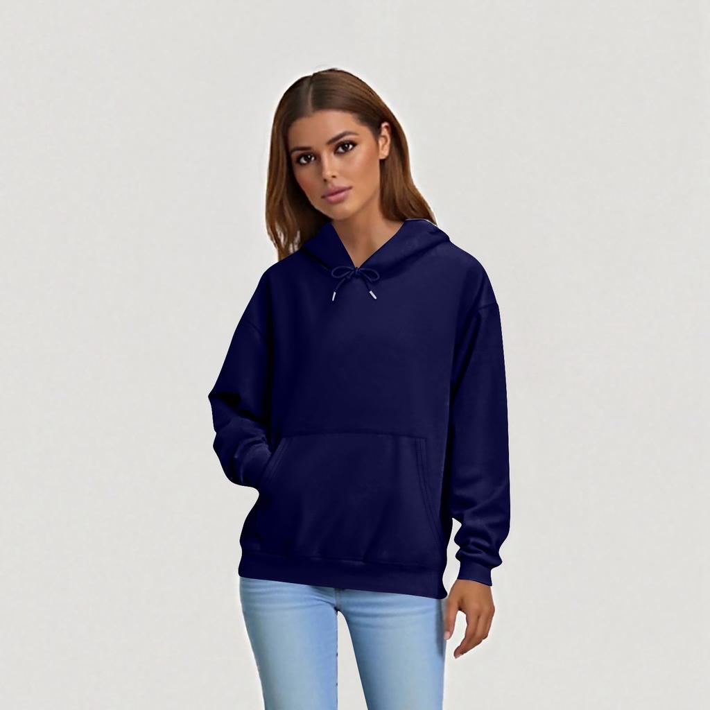 Dámská móda Denní ležérní mikina s dlouhým rukávem jednobarevná