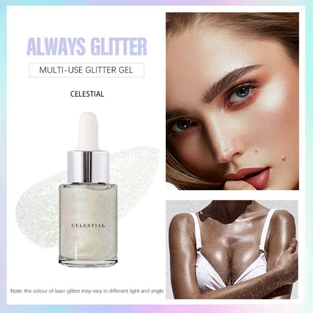 Body Shiny Oil Moisturizing Long Lasting Body Luminizer Face Brightening Liquid Shiny Body Glow Body Glitter Oil Highlighter Summer Glowing 30ml