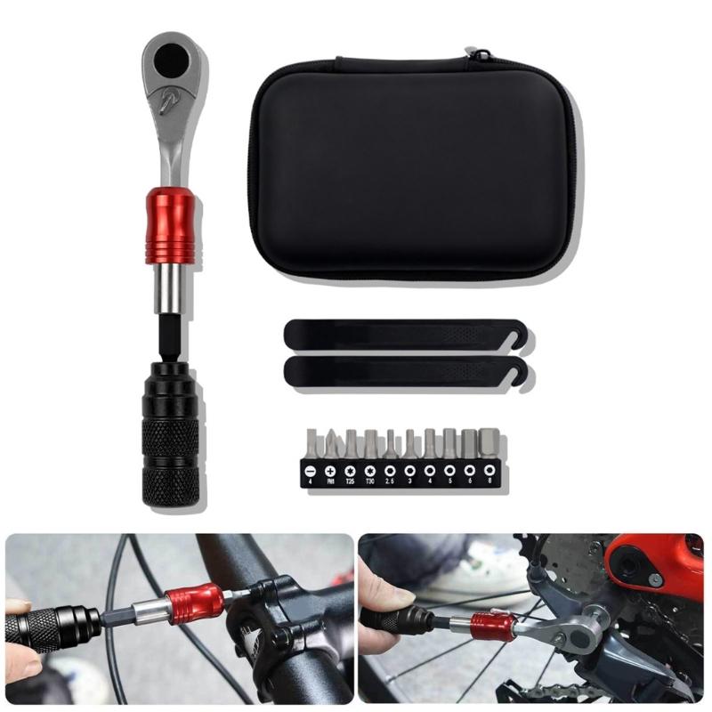 Bikes Ratchet Wrenches with 10 Bit 1/4Inch Ratchet Repair Tool Tire Wrenches