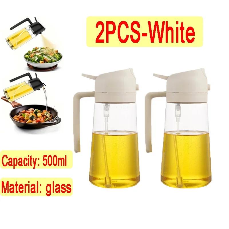 2 in 1 Kitchen Oil Spray Glass Oil Sprayer Bottle Multifunction Bottle Cooking BBQ Oil Dispensers Olive Oils Spray Kitchen Tool