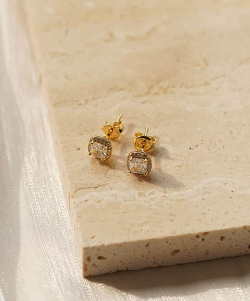 Alleun Silver 925 Square Cubic Point Silver Earrings Bold