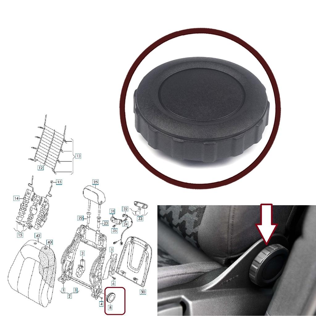 EDP1137 Front Manual Seat Backrest Adjustment Rotary Knob BLACK 8K0881671 for  Seat Skoda VW