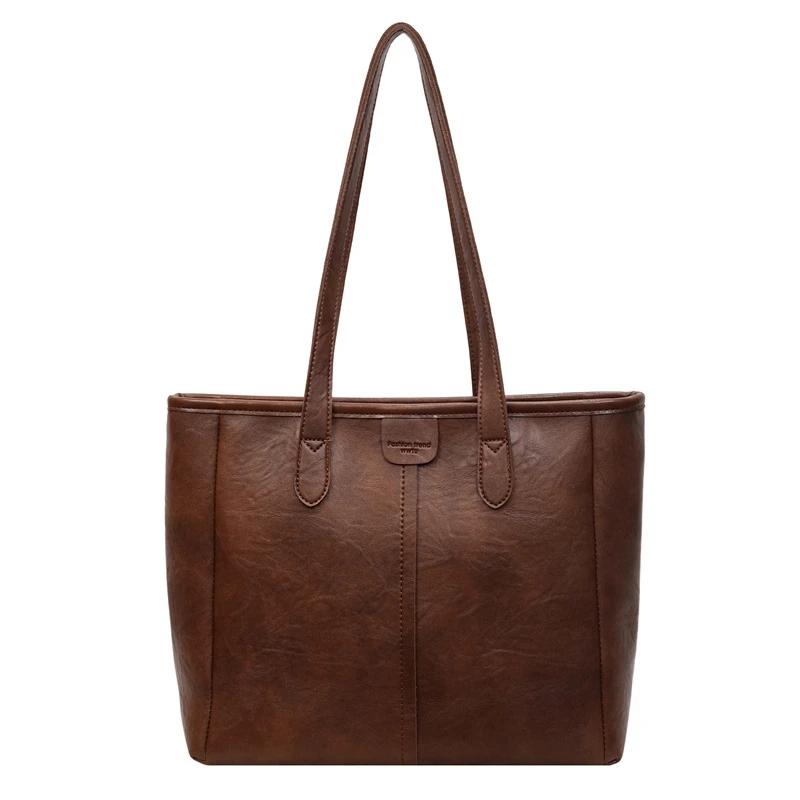 Vintage PU Leather Solid Color Shoulder Bags for Women Tote Bag 2026 Winter Luxury Designer Simple Handbags and Purses