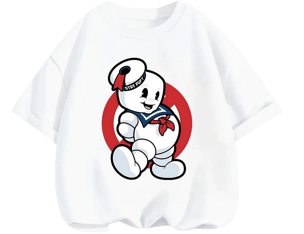 Cute Printed T Shirt Ghostbusters Trendy Cartoon Style Breathable Fabric Casual Tops For Kids 3 14 Years Old