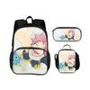 FAIRY TAIL Round Front Bag Backpack Pen Bag Ice Bag 3Pcs Set Cartoon Anime Printed Student Boys and Girls New Versatile