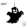 Outdoor Halloween Accessories Pumpkin Hanging Decor, Non-Woven Ghost Ornament with Light String, Spooky Holiday Decorations Door Wall Decor for
